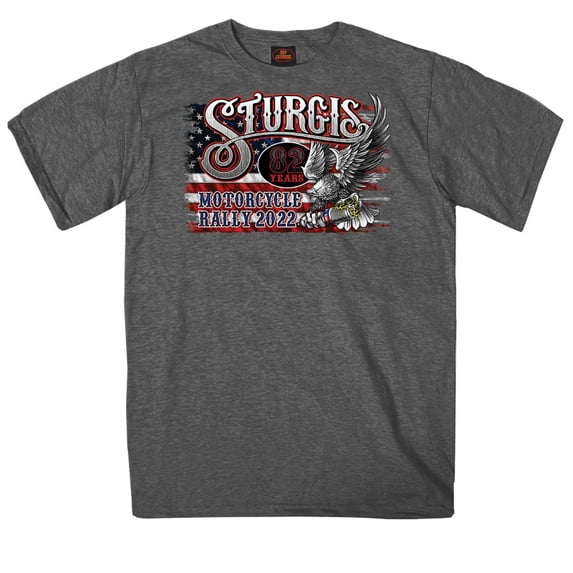 2022 Sturgis Motorcycle Rally SPB1018 Men’s Freedom Ride Heather Charcoal T Shirt Medium