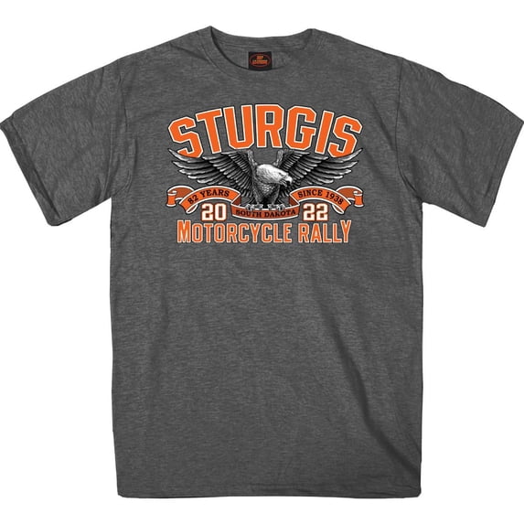 2022 Sturgis Motorcycle Rally SPB1023 Men’s Main Street Photo Heather Charcoal T Shirt X-Large