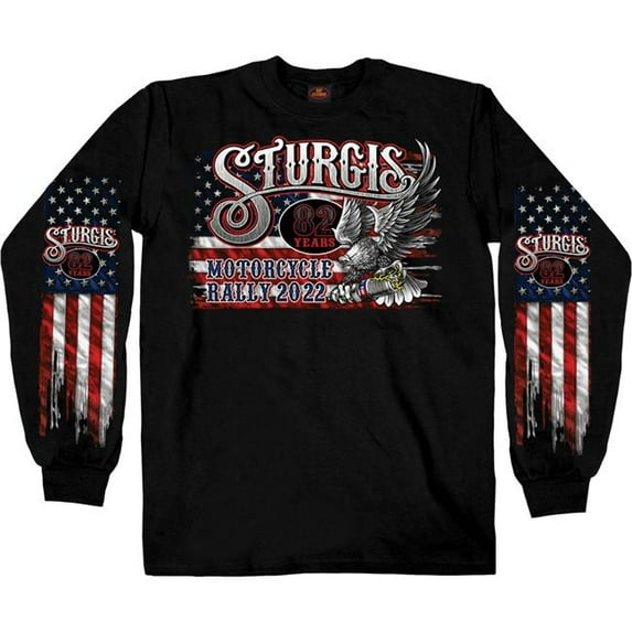 Hot Leathers SPB2017 2022 Sturgis Motorcycle Rally Mens Freedom Ride Long Sleeve T-Shirt - Black - Medium
