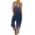 thumbnail image 1 of 2022 Summer Jumpsuit for Women Casual Boho Solid Pockets Romper Long Playsuit Strap Button Jumpsuits Overall, 1 of 5