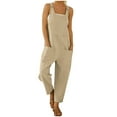 thumbnail image 1 of 2022 Summer Jumpsuit for Women Casual Boho Solid Pockets Romper Long Playsuit Strap Button Jumpsuits Overall, 1 of 4