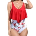 thumbnail image 1 of 2022 Tankini Swimsuits for Women Two Piece Bathing Suits Ruffled Flounce Top with High Waisted Bottom Bikini Set, 1 of 5