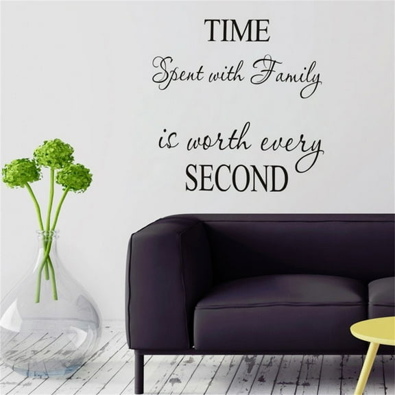 2022 Time Spent With Family Is Worth Evey Second Wall Stickers Decals Family Wall Decals Vinyl Decal Removable Letters Wall Decorations (Black)/Wall Decoration