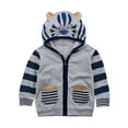 thumbnail image 1 of 2022 Toddler Girls Boys Hoody Jackets Spring Autumn Long Sleeve Lion Hooded Striped Zipper Coats Sweatshirt Kids Outerwear, 1 of 7