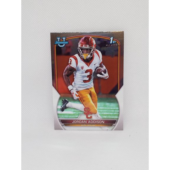 2022 Topps Bowman University Jordan Addison #38 USC Trojans Football Card USC Trojans NCAA Football Trading Card