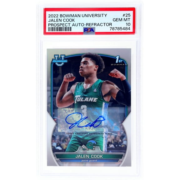 2022 Topps Bowman University Refractor Jalen Cook #25 Auto /499 PSA 10