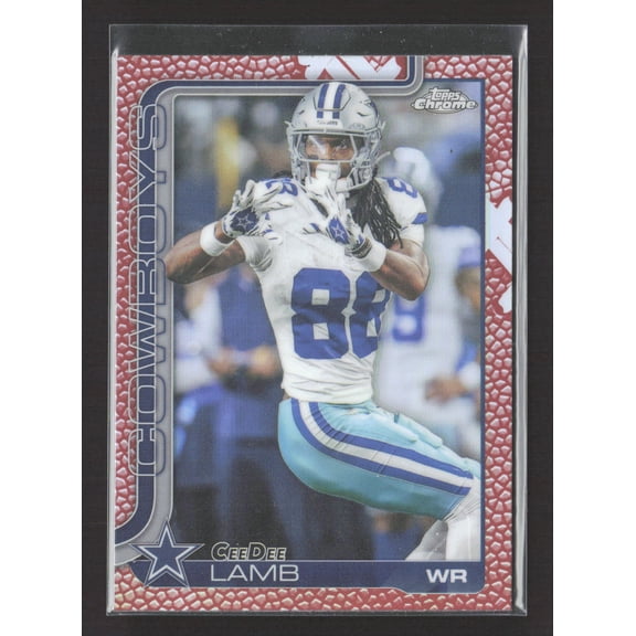 2022 Topps Chrome Red Football Texture Football Card 76 CeeDee Lamb Dallas Cowboys