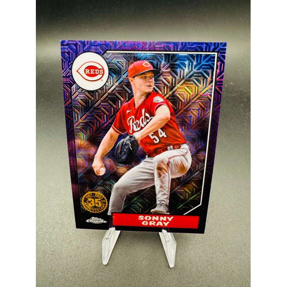 2022 Topps Chrome Silver Pack Mojo Refractor Purple #T87C2-87 Sonny Gray 37/75 Baseball Card Cincinnati Reds MLB Baseball Trading Card