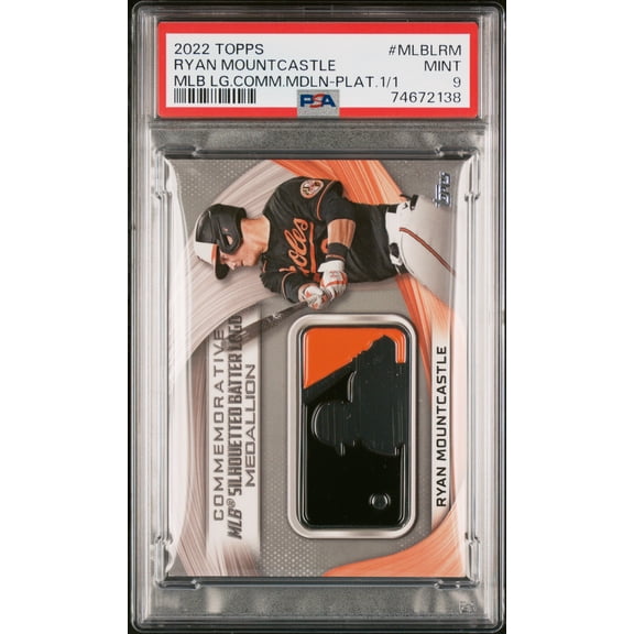2022 Topps MLB Logo Commemorative Medallion Ryan Mountcastle #MLBLRM LG. Comm. Mdln Plat. 1/1 PSA 9