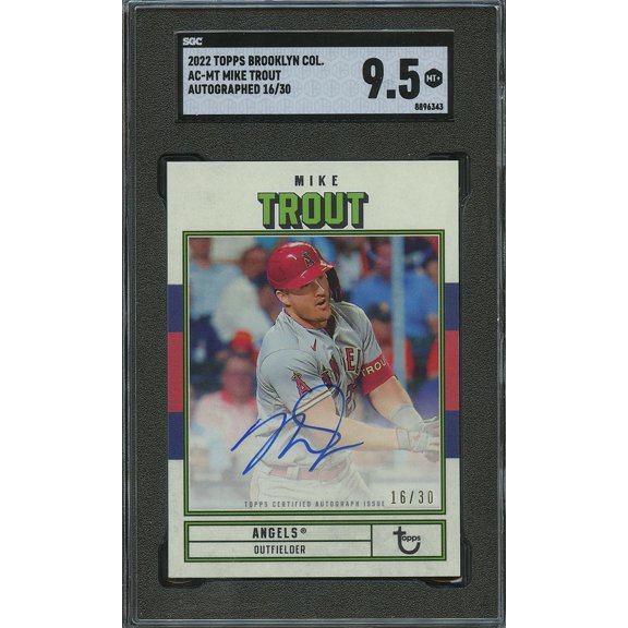 Graded 2022 Topps Autograph 30 Mike Trout Angels #AC-MT SGC 9.5 Hard Signed