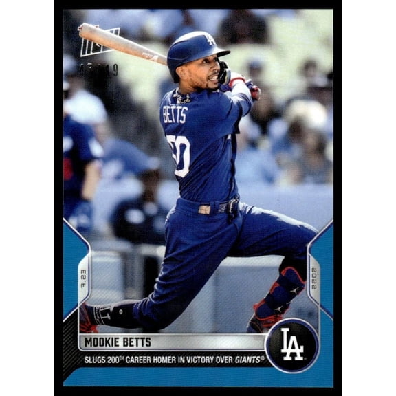 2022 Topps Now Blue Baseball Mookie Betts 47/49 Los Angeles Dodgers #585 Baseball Card