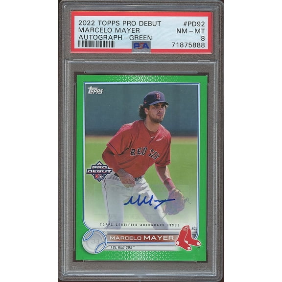 Graded 2022 Topps Pro Debut Marcelo Mayer #PD-92 Green Parallel/Variety Rookie Base Set PSA 8