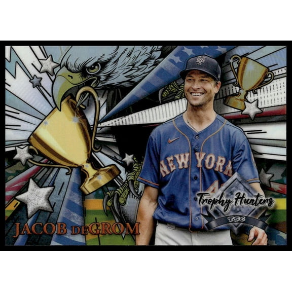 Near Mint or Better 2022 Topps Stadium Club Trophy Hunters RL-17 Jacob deGrom Mets Baseball Card