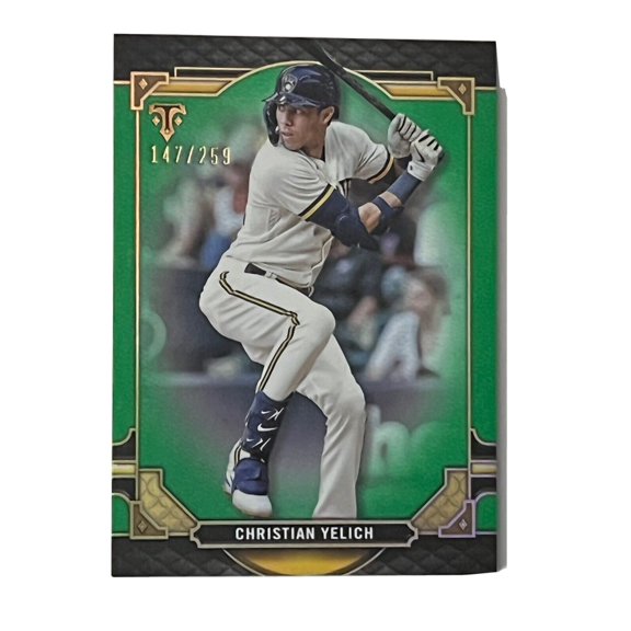 2022 Topps Triple Threads Christian Yelich Green Short Print Milwaukee Brewers Baseball Card