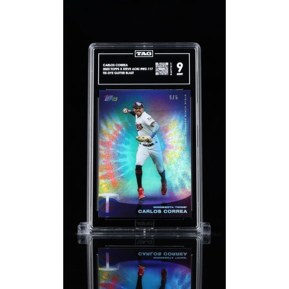 2022 Topps X Steve Aoki Baseball Party Carlos Correa #W2-117 Tie-Dye Glitter Blast TAG 9