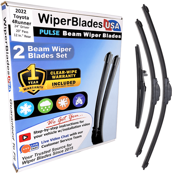 2022 Toyota 4Runner Beam Wiper Blades Wipers w/1yr Warranty (Set of 3) w/Rear Wiper (WiperBladesUSA)