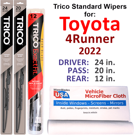 2022 Toyota 4Runner Wiper Blades (Set of 3) w/Rear Wiper