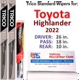 thumbnail image 1 of 2022 Toyota Highlander Wiper Blades (Set of 3) w/Rear Wiper, 1 of 3