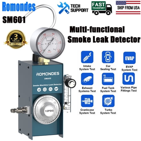 2022 Upgraded Car Smoke Leak Detector Car Gas Pipe Leakage Analyzer Oil Pipe System EVAP Vacuum Leakage Scanner Automotive Diagnostic Tool with Pressure Gauge Flow Indication Flow Control