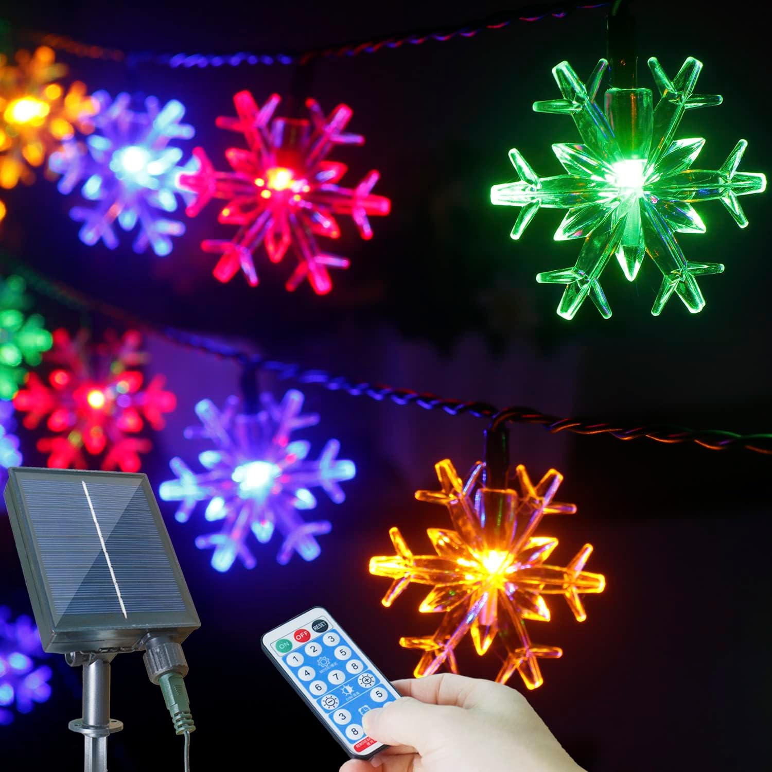 2022 Upgraded Solar Christmas Lights 50 LED 34 Ft Waterproof Solar