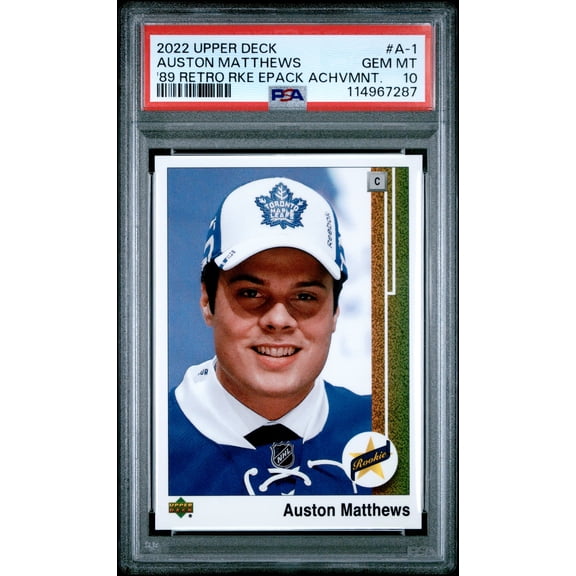 2022 Upper Deck 1989 Retro Rookie Epack Achievement Auston Matthews #A-1 '89 RKE Achvmnt. PSA 10