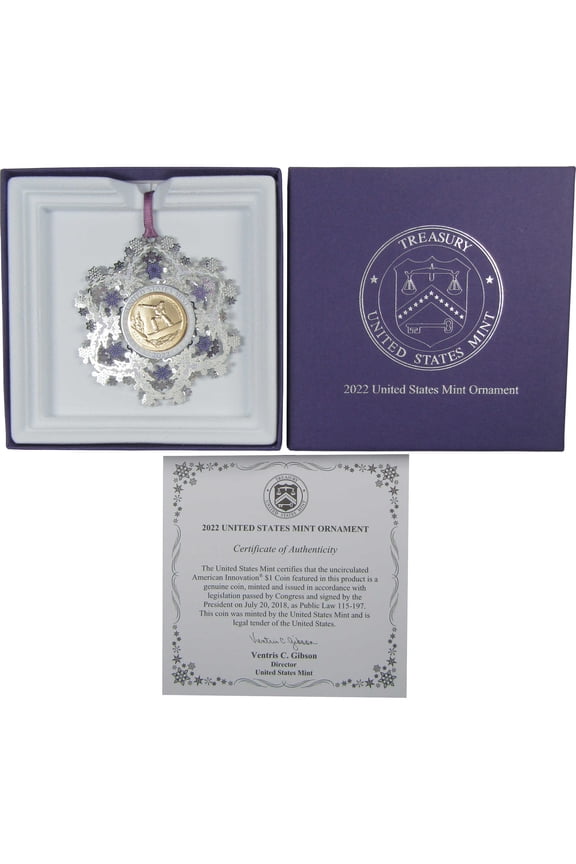 2022 Vermont Snowboarding American Innovation $1 Coin Holiday Ornament