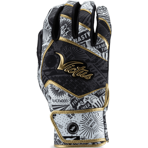 Victus Adult NOX Batting Gloves Black/Gold Medium