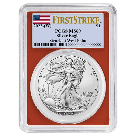 2022 (W) $1 American Silver Eagle PCGS MS69 FS Flag Label Red Frame