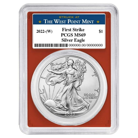 2022 (W) $1 American Silver Eagle PCGS MS69 FS West Point Label Red Frame