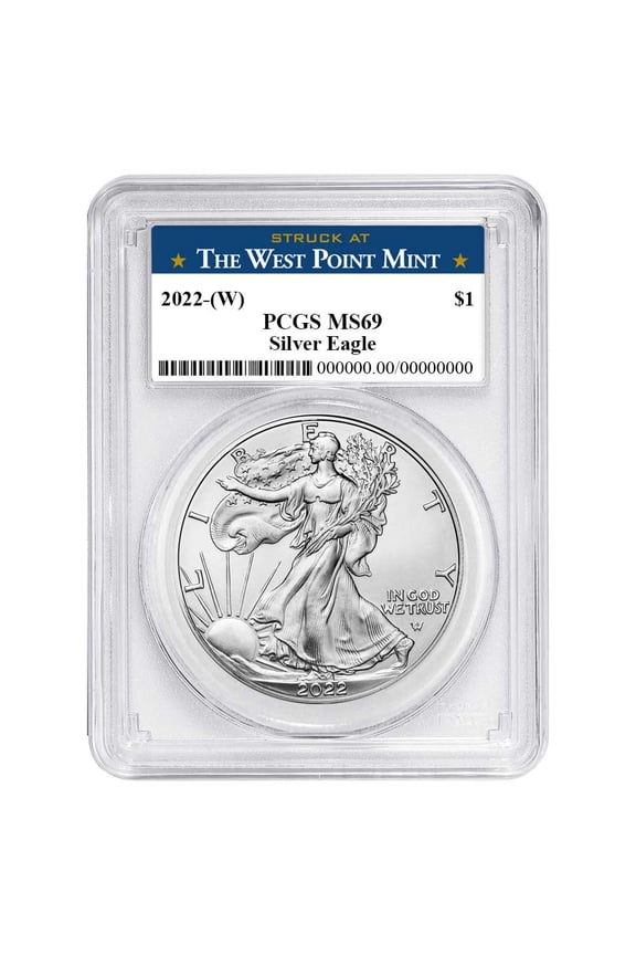 2022 (W) $1 American Silver Eagle PCGS MS69 West Point Label