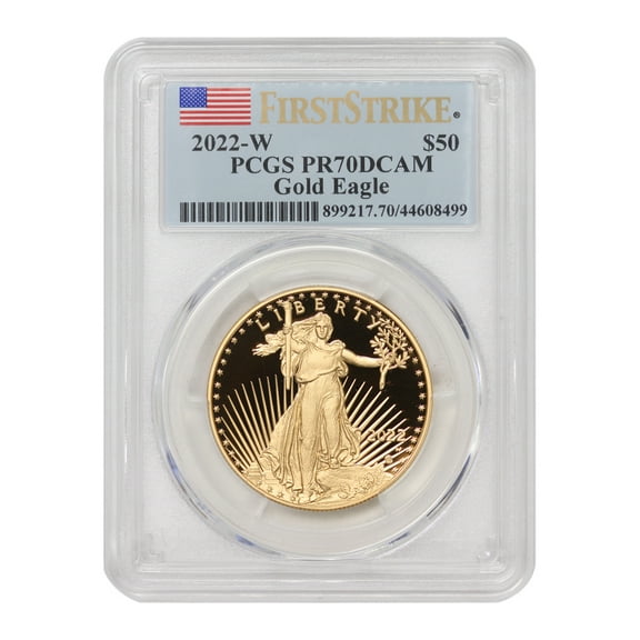 2022-W $50 Gold Eagle PCGS PR70 Deep Cameo First Strike Flag Label U.S. Mint Coin