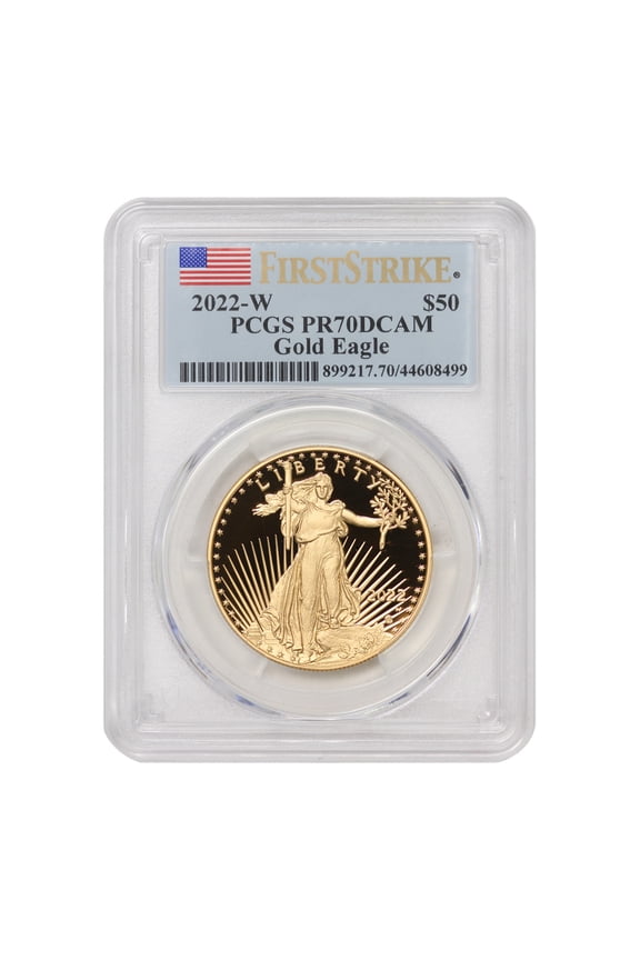 2022-W $50 Gold Eagle PCGS PR70 Deep Cameo First Strike Flag Label U.S. Mint Coin