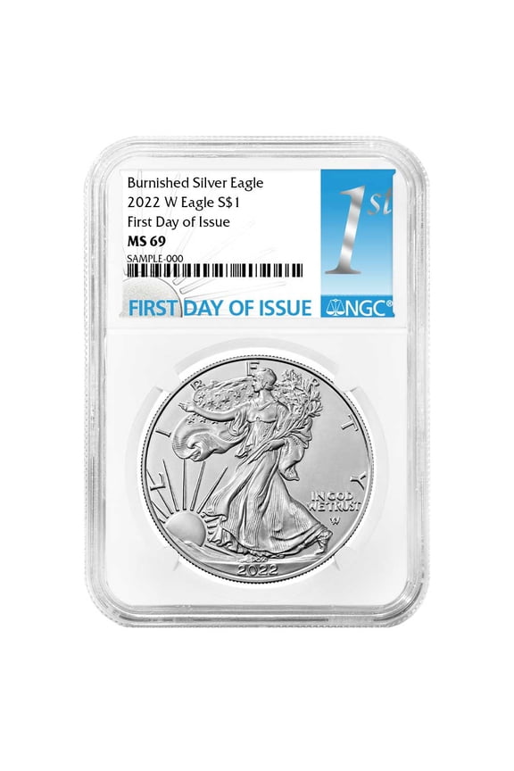 2022-W Burnished $1 American Silver Eagle NGC MS69 FDI First Label