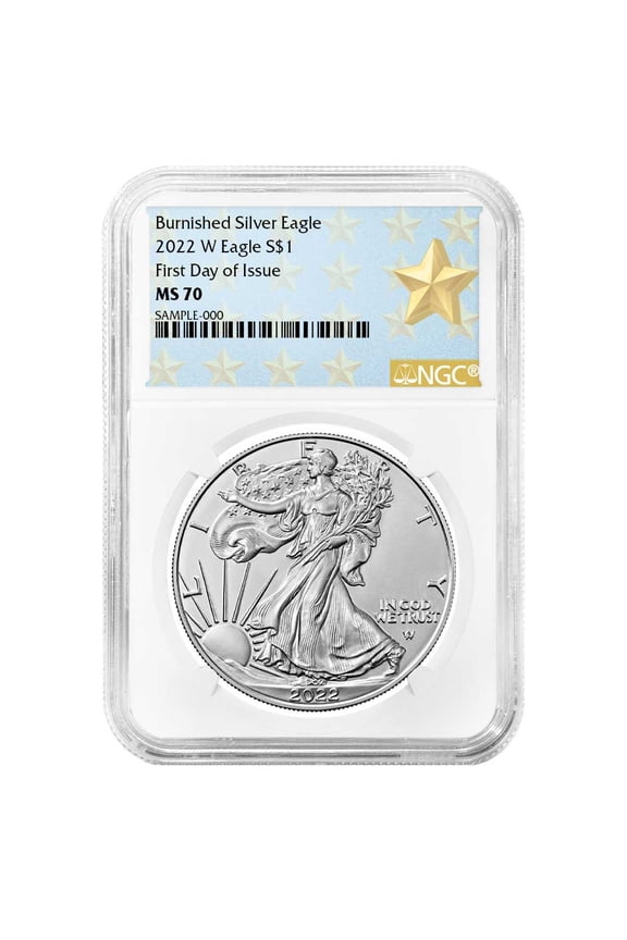 2022-W Burnished $1 American Silver Eagle NGC MS70 FDI West Point Star Label
