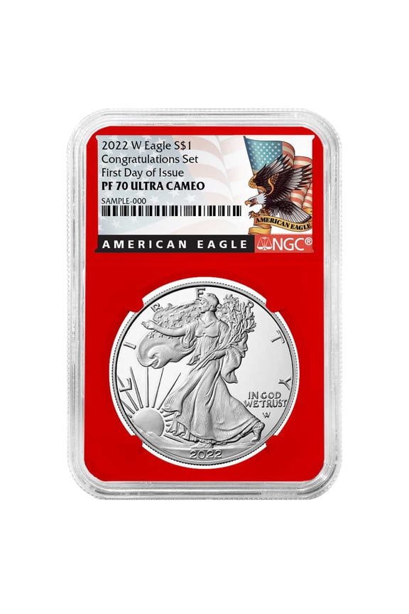 2022-W Proof $1 American Silver Eagle Congratulations Set NGC PF70UC FDI Black Label Red Core