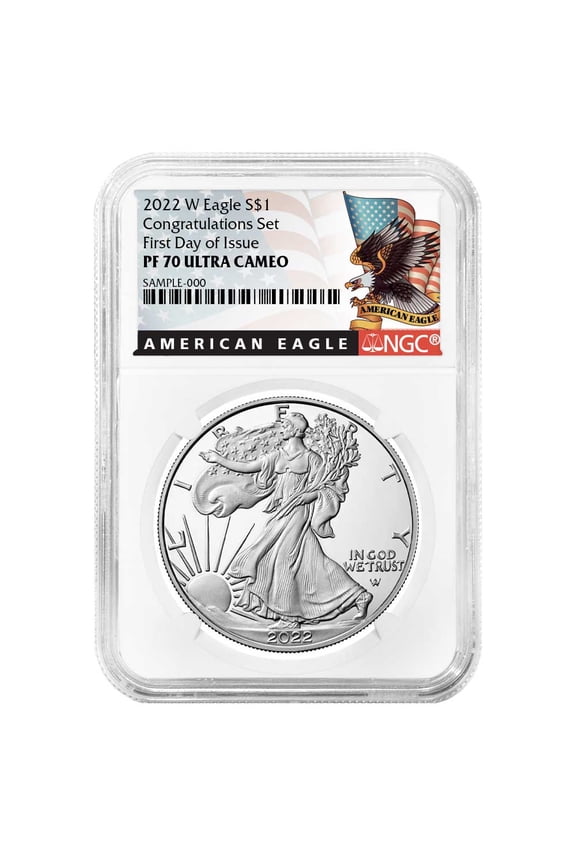 2022-W Proof $1 American Silver Eagle Congratulations Set NGC PF70UC FDI Black Label
