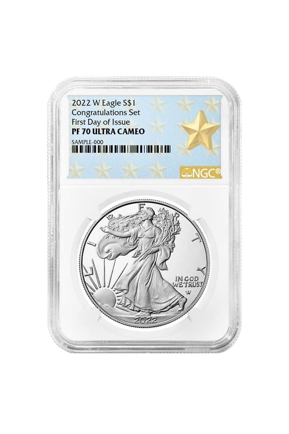 2022-W Proof $1 American Silver Eagle Congratulations Set NGC PF70UC FDI West Point Star Label