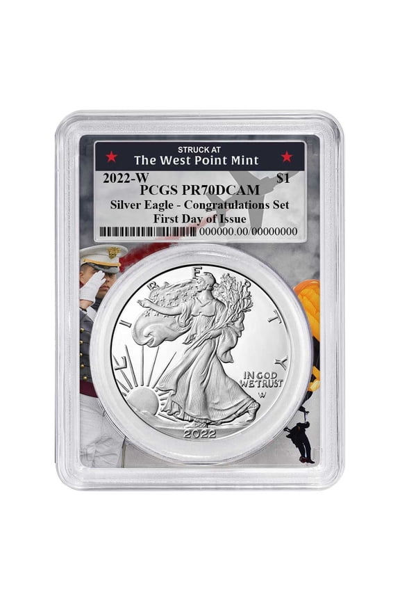 2022-W Proof $1 American Silver Eagle Congratulations Set PCGS PR70DCAM FDOI West Point Frame