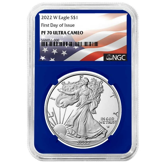 2022-W Proof $1 American Silver Eagle NGC PF70UC FDI Flag Label Blue Core