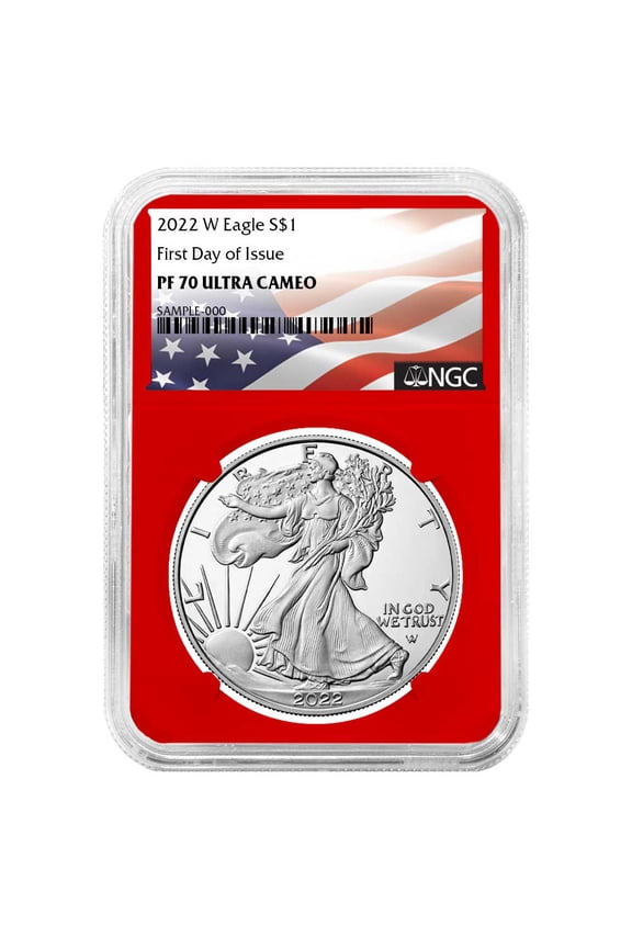 2022-W Proof $1 American Silver Eagle NGC PF70UC FDI Flag Label Red Core