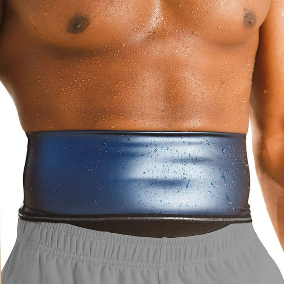 2022 Waist Trainer Sweat Slimmer Wrap for Men Sauna Belt Workout Slim Body Wrap for Stomach Blue
