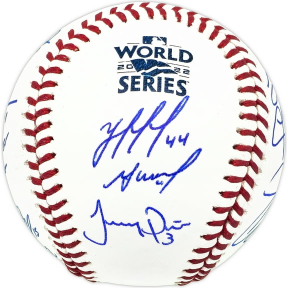 2022 World Series Champion Houston Astros Team Signed Autographed Official 2022 World Series Logo MLB Baseball With 21 Signatures Including Jose Altuve & Yordan Alvarez Beckett BAS Witness #