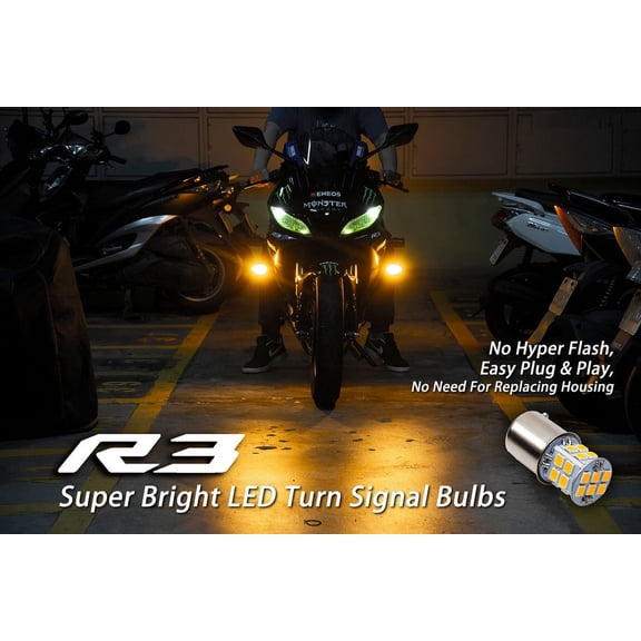 2022 Yamaha YZF R3 LED Super Bright Turn Signal Bulbs Front + Rear (fits 2019~2021) (4pcs)
