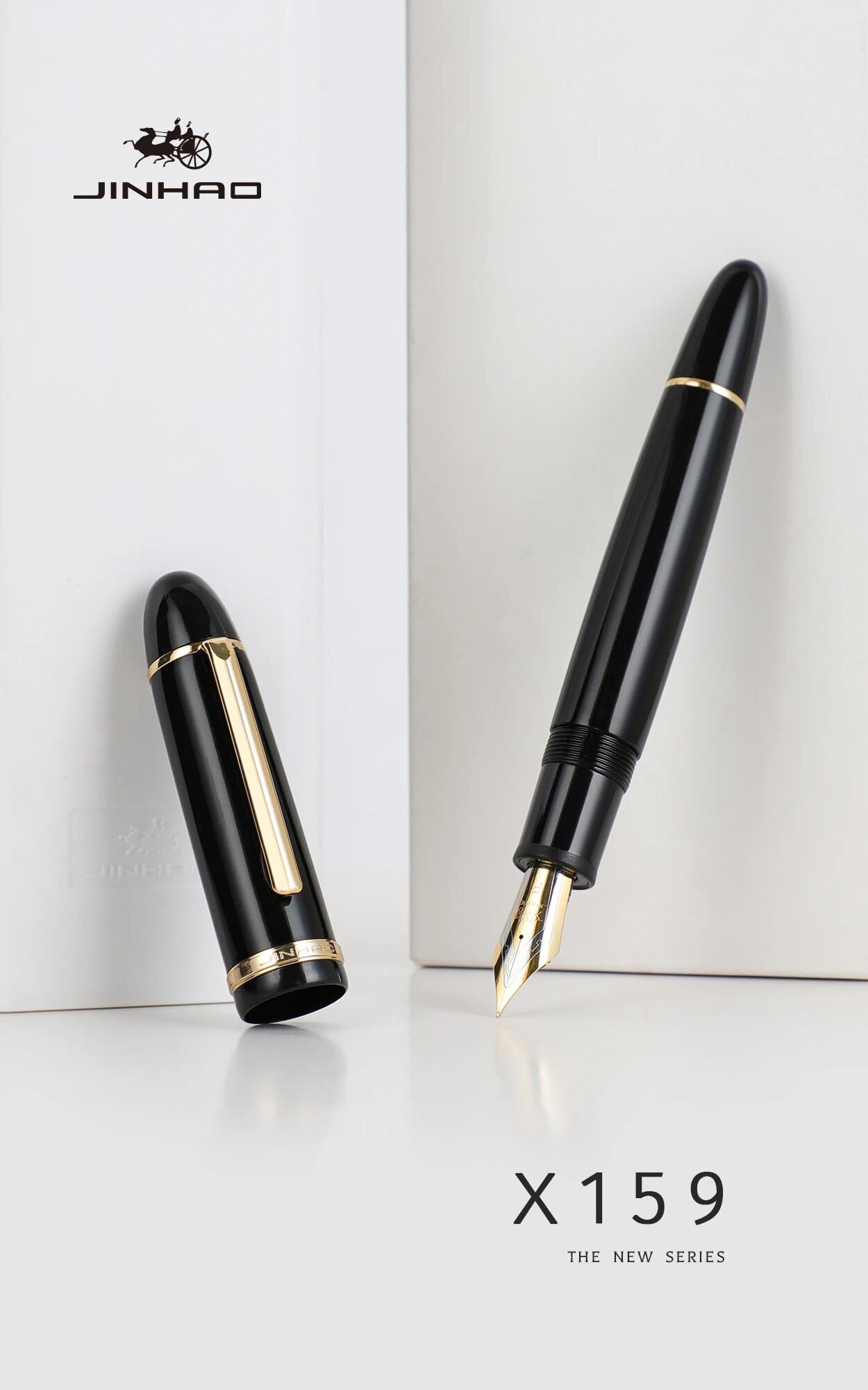 2022 new JinHao X159 Acrylic Black Fountain Pen Metal Clip Extended