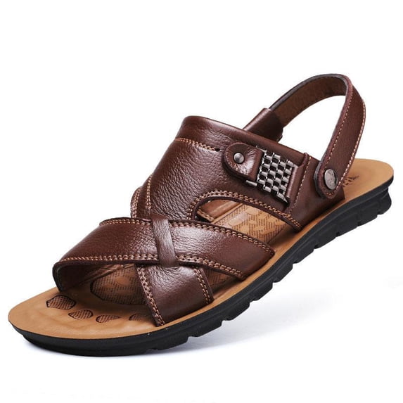 2022 summer new men's sandals men's trendy leather beach shoes large size casual sandals and slippers