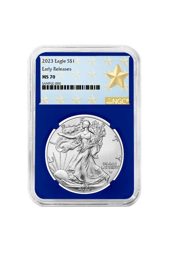 2023 $1 1-oz American Silver Eagle NGC MS69 West Point Star Label Blue Core