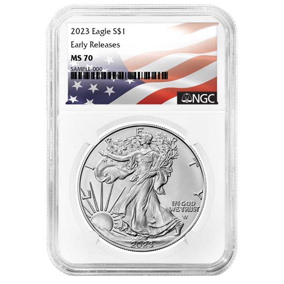 2023 $1 1-oz American Silver Eagle NGC MS70 ER Flag Label