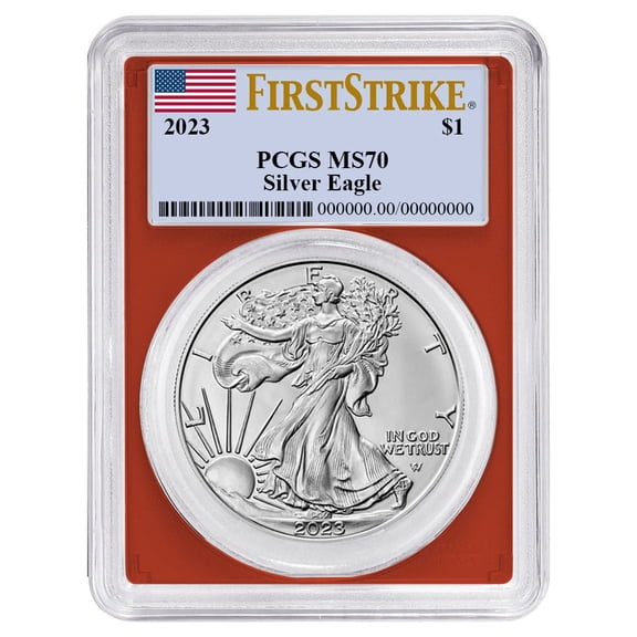 2023 $1 1-oz American Silver Eagle PCGS MS70 FS Flag Label Red Frame