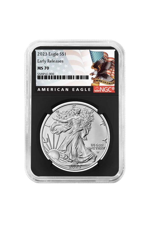 2023 $1 American Silver Eagle NGC MS70 ER Black Label Retro Core