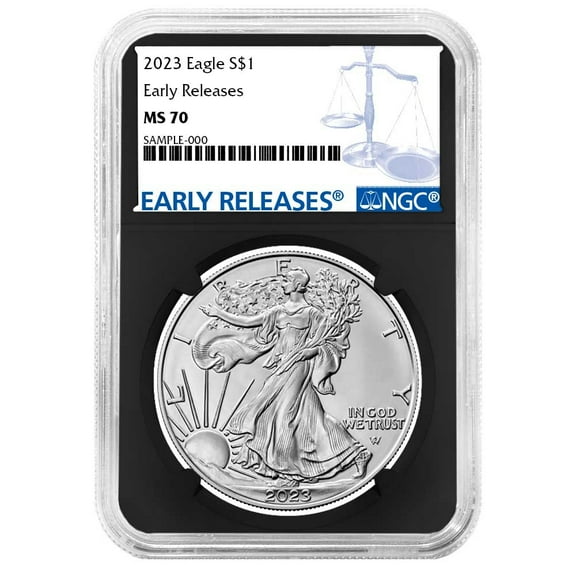 2023 $1 American Silver Eagle NGC MS70 ER Blue Label Retro Core